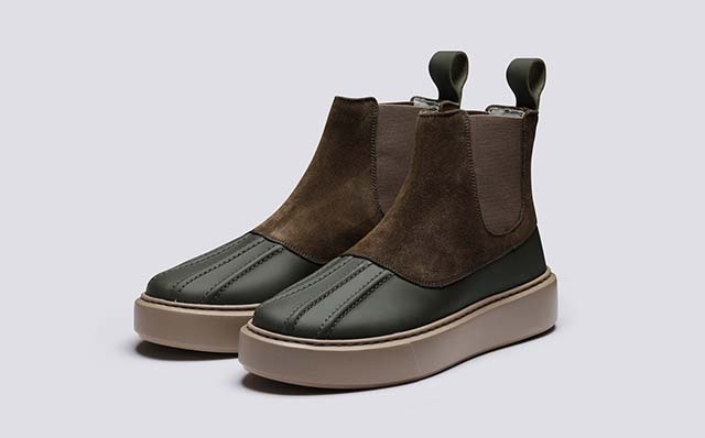 Grenson Sneaker 52 Womens Chelsea Boots in Military Suede/Rubberised GRS212345